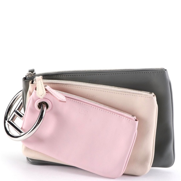 Sold-Fendi Triplette Multicolor Trio Zip Pouch/Clutch! - Picture 2 of 7